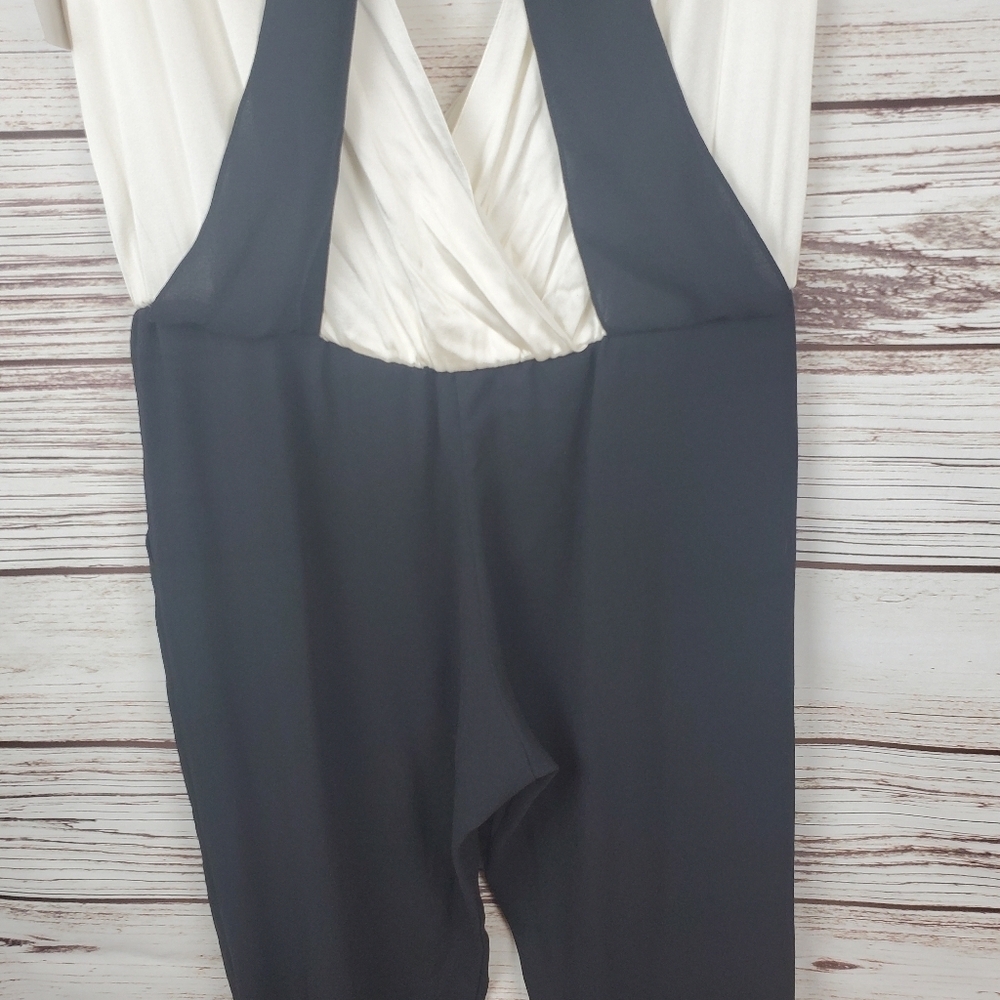 NWT Ramy Brook Womens XS Black/White Sleeveless Drape Pleated Jumpsuit - Picture 8 of 11